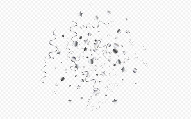 Silver Confetti Flying Vector Transparent 