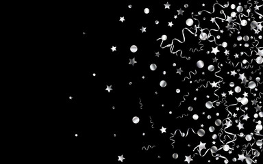 Silver Serpentine Paper Vector Black Background. 