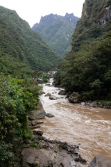 
impressive landscape machu picchu peru, beautiful views natural ancestral archaeological place local fauna hot waters town