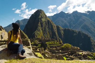Foto auf Acrylglas Machu Picchu  impressive landscape machu picchu peru, beautiful views natural ancestral archaeological place local fauna hot waters town