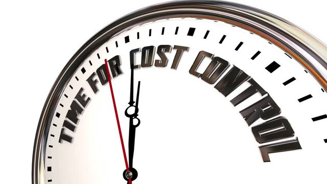 Time for Cost Control Clock Cut Expenses Budget Save Money 3d Animation