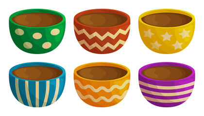 Set of colorful cups.