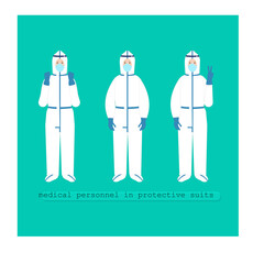 a group of medical workers in protective suits. protective suits against coronavirus