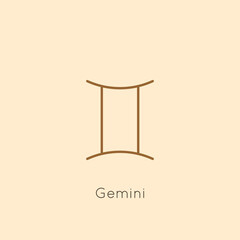 Gemini Zodiac sign Icon in a Minimal Linear Style. Vector Horoscope Symbol for Astrology, Calendar, Tattoo, t-shirt print
