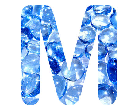 m letter logo, Alphabet Water Drops bubbles Abc, 3d illustration	