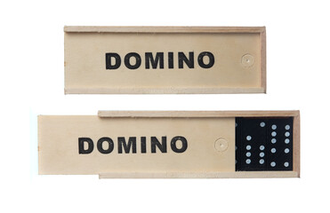 Wood domino game on white background
