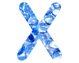 x letter logo, Alphabet Water Drops bubbles Abc, 3d illustration	