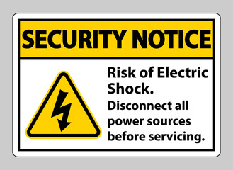 Security notice Risk of electric shock Symbol Sign Isolate on White Background