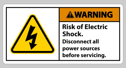 Warning Risk of electric shock Symbol Sign Isolate on White Background