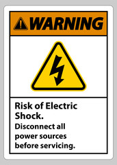 Warning Risk of electric shock Symbol Sign Isolate on White Background