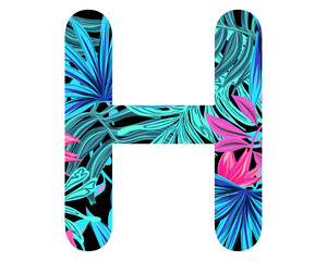 h letter logo, Alphabet Plants Flowers Abc, 3d illustration	
