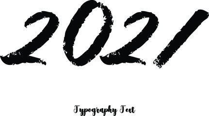 2021 Brush Calligraphy Text On White Background