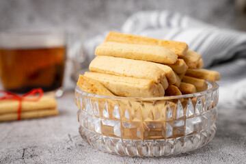 Homemade parmesan cheese cookie sticks ready to serve