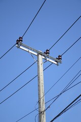 close up electric pylon in country Thailand