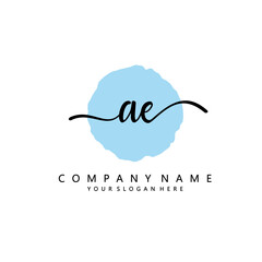 AE Initial handwriting logo template vector