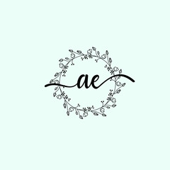AE Initial handwriting logo template vector