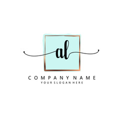 AL Initial handwriting logo template vector