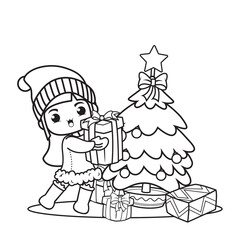 coloring book with cute girl christmas caracther collection (1)