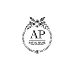 AP Initial handwriting logo template vector