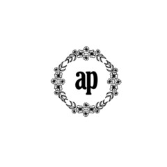 AP Initial handwriting logo template vector