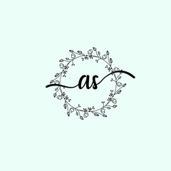 AS Initial handwriting logo template vector