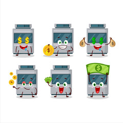 Stove cartoon character with cute emoticon bring money