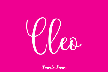 Cleo-Female Name Cursive Handwritten Text On Pink Background