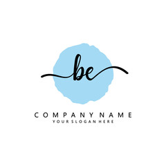BE Initial handwriting logo template vector
