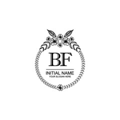 BF Initial handwriting logo template vector

