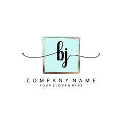 BJ Initial handwriting logo template vector
