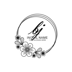 BJ Initial handwriting logo template vector
