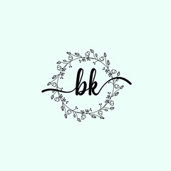 BK Initial handwriting logo template vector
