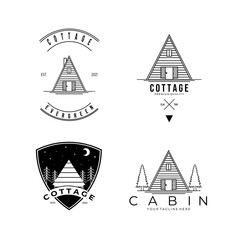 set of cottage cabins logo vector vintage outdoor illustration design