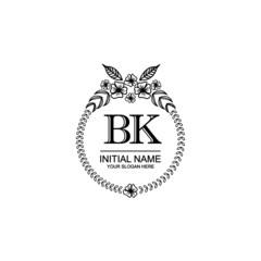 BK Initial handwriting logo template vector
