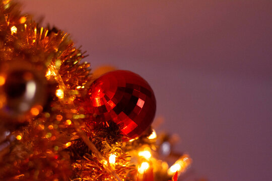 red christmas ball in dicember night