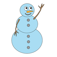 Simple illustration of funny snowman Concept for Christmas holiday