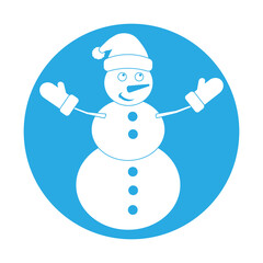 Simple illustration of funny snowman Concept for Christmas holiday