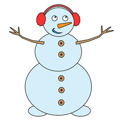 Simple illustration of funny snowman Concept for Christmas holiday