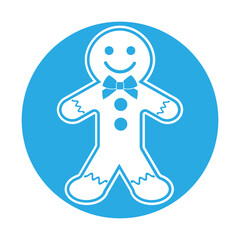 Simple illustration of gingerbread man holiday biscuit or cookie