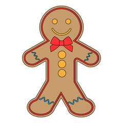 Simple illustration of gingerbread man holiday biscuit or cookie