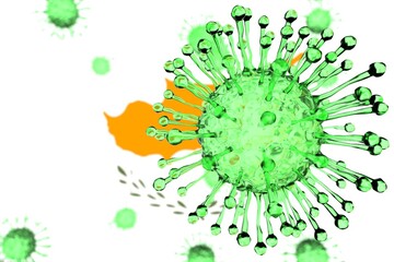 Coronavirus and flag of Cyprus, conceptual 3d rendering