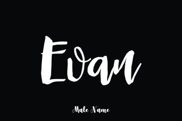 Evan-Male Name Cursive Calligraphy Text on Black Background