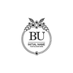 BU Initial handwriting logo template vector
