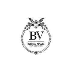 BV Initial handwriting logo template vector
