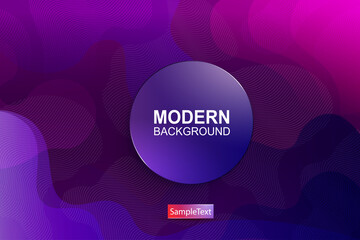 Composition with a gradient of blue and purple shades, abstract oval shapes, round blue frame