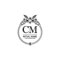 CM Initial handwriting logo template vector
