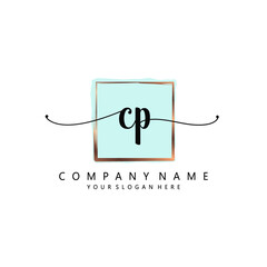 CP Initial handwriting logo template vector
