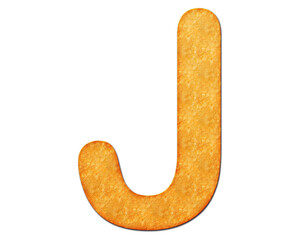 j letter logo, Alphabet Potatoe Chips Yellow Abc, 3d illustration	