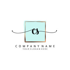 CS Initial handwriting logo template vector
