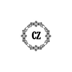 CZ Initial handwriting logo template vector
